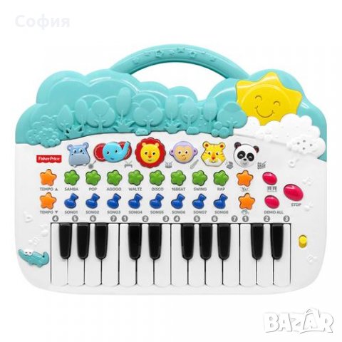 Музикално пиано Fisher-Price 22278, Син/Бял