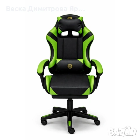 Ергономичен геймърски стол с масажна функция и поставка за крака, PU е, снимка 5 - Столове - 53857824