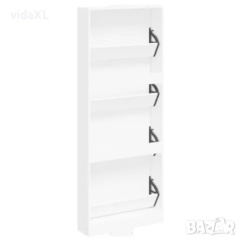 vidaXL Шкаф за обувки, бял, 59x17x150 см, инженерно дърво, снимка 6 - Шкафове - 56147139