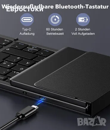 Сгъваема Bluetooth клавиатура OMOTON BK001, пълен размер, снимка 3 - Клавиатури и мишки - 48604702