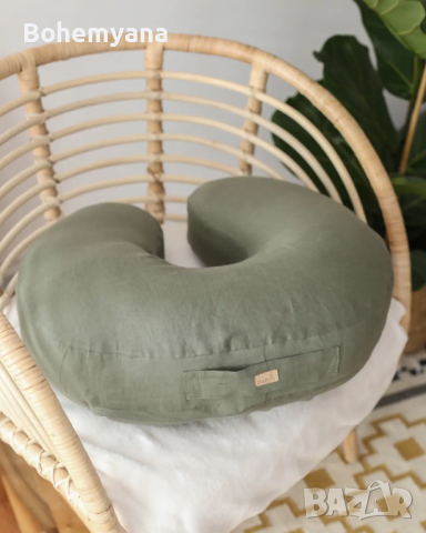 Babyly ленена възглавница за хранене – зелена, снимка 2 - Аксесоари за кърмачки - 44746829