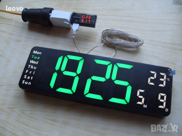 Голям електронен часовник DS-6629 с дистанционно управление, дата, термометър, таймер и аларми, снимка 10 - Стенни часовници - 42589111