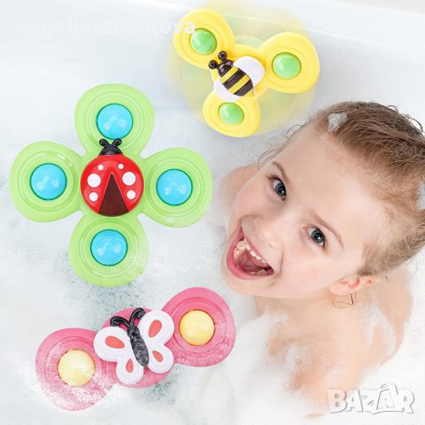 Комплект 3 броя бебешки играчки спинери мек силикон с вендуза Насекоми и насекоми и цветя, снимка 3 - Игри и пъзели - 41530899