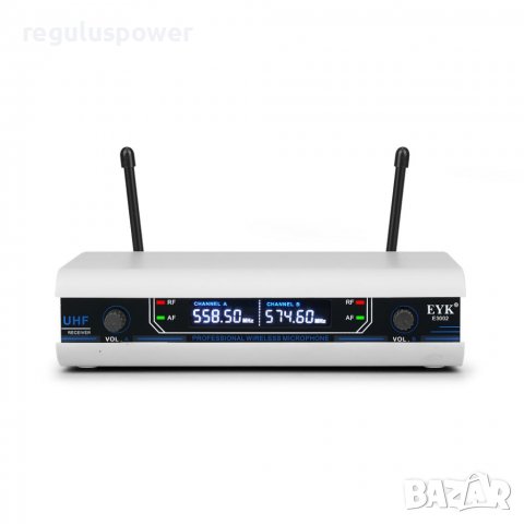 Безжична микрофонна UHF система EYK-E3002W, 2 мет. микрофона, обхват до 60 м, функциия Mute , снимка 14 - Аудиосистеми - 39129046