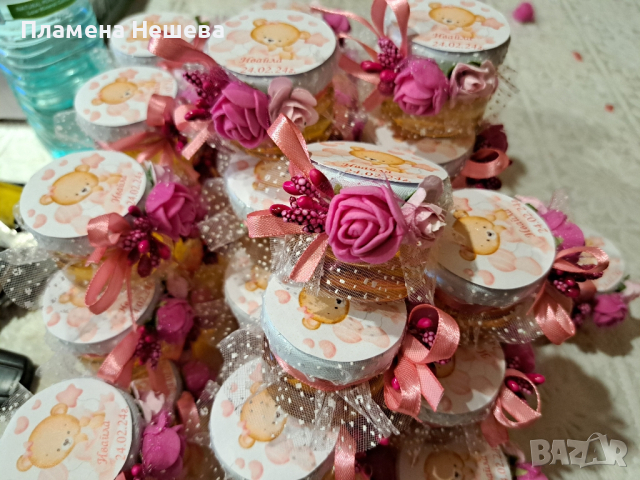 Подаръци за кръщене, мини бурканчета с мед!, снимка 3 - Други - 44524424