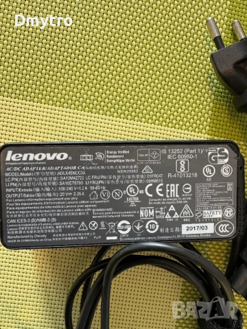 Оригинално зарядно за Lenovo 20V 2.25A 45W Slim Tip, снимка 2 - Лаптоп аксесоари - 53381202