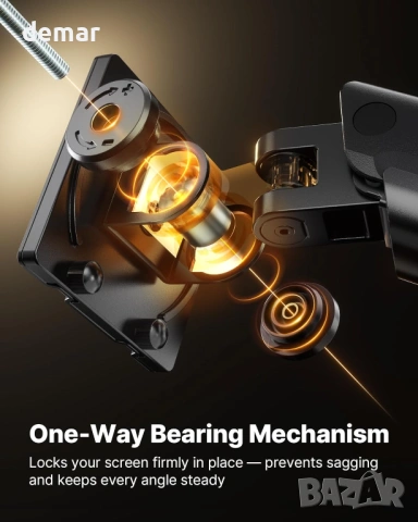 Рамо за монитор monTEK с USB 3.0 A/C, 17–57”, до 27 кг, газова пружина, VESA 75/100, черно, снимка 4 - Стойки, 3D очила, аксесоари - 53837094