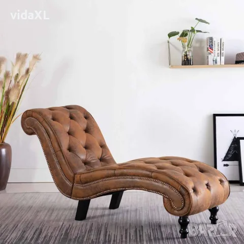 vidaXL Кушетка, кафява, изкуствен велур, снимка 2 - Кушетки - 56146426
