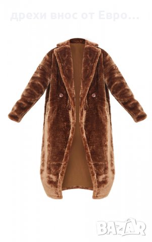 PrettyLittleThing Овърсайз кафяво плюшено палто размер С М, снимка 7 - Палта, манта - 34207131