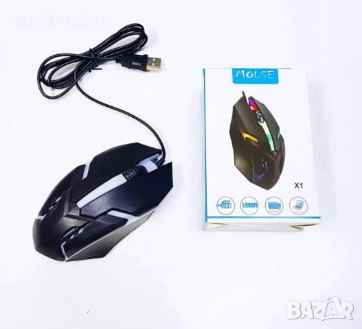 Оптична Геймърска Мишка с RGB подсветка, USB, DPI=1200, снимка 2 - Клавиатури и мишки - 53530972