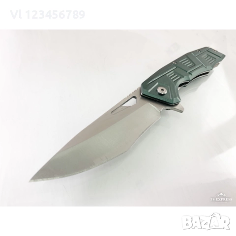 Сгъваем автоматичен джобен нож със зелена алуминиева дръжка