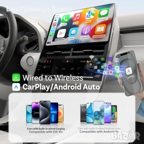 Нов Безжичен адаптер CarPlay/Android Auto USB-C с памет за 2 телефона, снимка 2 - Друга електроника - 53517778