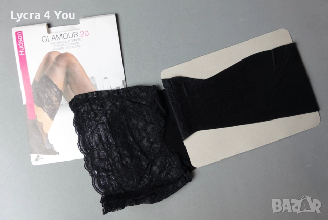 Glamour 20 den (38-40) нови черни луксозни силиконови чорапи с широка дантела, снимка 6 - Бельо - 52871096