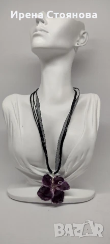 Колие с естествен цвят на Налба. Дължината е максимално 23 см, цвета е с размери 5,5/5 см. , снимка 12 - Колиета, медальони, синджири - 51090496