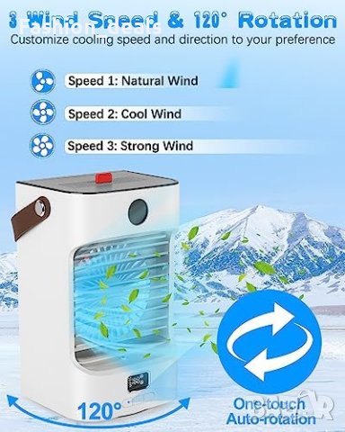 Нов Малък Преносим климатик вентилатор 4000mAh Дом Офис Къмпинг, снимка 3 - Друга електроника - 41782822