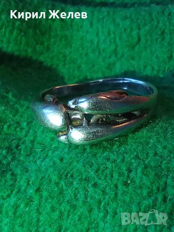 ДЕЛФИНИ - СТАР ФИГУРАЛЕН СРЕБЪРЕН ПРЪСТЕН ВИСОКА ПРОБА СРЕБРО МАЙСТОРСКА ИЗРАБОТКА АНГЛИЯ 26809 , снимка 4 - Пръстени - 34895919