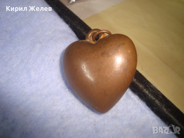 МЕДНО СЪРЦЕ - АРТ ДЕКО ПЕНДАНТ СТАРА РЪЧНА МАЙСТОРСКА ИЗРАБОТКА РЕТРО МЕДАЛЬОН 26069, снимка 5 - Антикварни и старинни предмети - 36331354