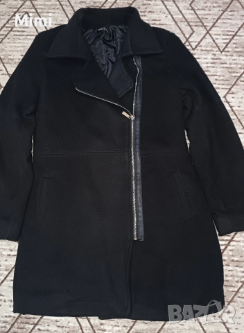 Дамско черно палто, снимка 2 - Якета - 52655948