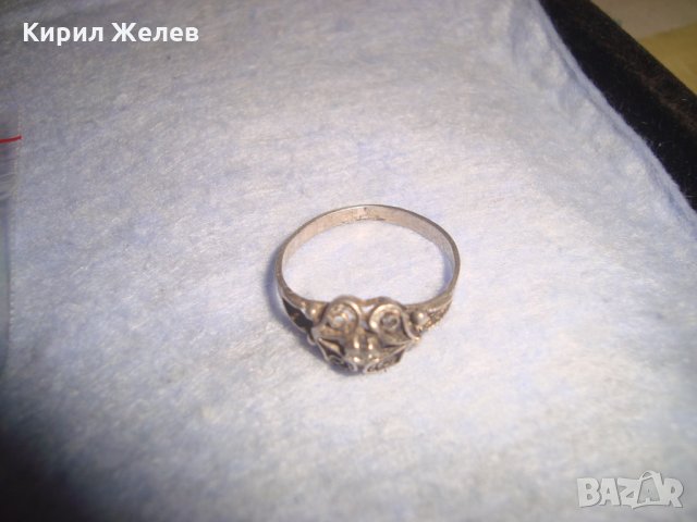 СТАРИНЕН СРЕБЪРЕН ПРЪСТЕН СРЕБРО 925 ФИЛИГРАННА МАЙСТОРСКА РАБОТА с ФАСЕТИРАН ЦИРКОН 25960, снимка 11 - Антикварни и старинни предмети - 35950883