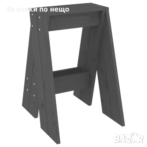 Табуретки, 2 бр, сиви, 40x40x60 см, борово дърво масив Код P1164, снимка 6 - Други стоки за дома - 51705303