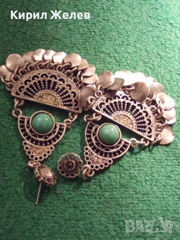 ТЮРКОАЗЕНИ ПОСРЕБРЕНИ ЕТНОГРАФСКИ ОБЕЦИ ТИП ТРЕПКА МНОГО КРАСИВА ТРАДИЦИОННА ИЗРАБОТКА 31624, снимка 10 - Антикварни и старинни предмети - 38067099