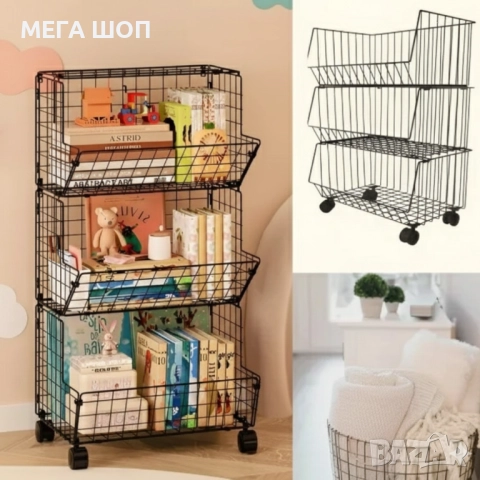 Практичен стелаж на колелца с 3 нива - компактно решение за кухня, антре и детска стая, снимка 2 - Други стоки за дома - 52920349