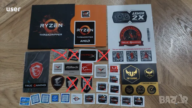 Стикери на Intel AMD Ryzen MSI Noctua Aorus G.Skill T-Force Asrock HyperX Evga