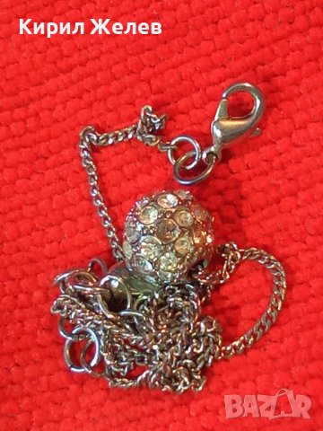 ПОСРЕБРЕНО НЕЖНО АРТ КОЛИЕ с МЕДАЛЬОН ТОПЧЕ с КРИСТАЛЧЕТА 27893 