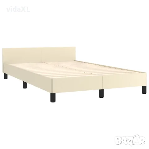 vidaXL Рамка за легло с табла без матрак, кремава, 120x200 см, снимка 4 - Спални и легла - 56147183