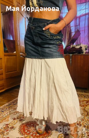 Дънкова пола  DESIGUAL и бюстие Бохо стил, снимка 8 - Поли - 40700536