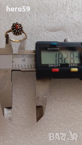 Дамски позлатен пръстен с гранати, материал сребро 925., снимка 6 - Пръстени - 51221571