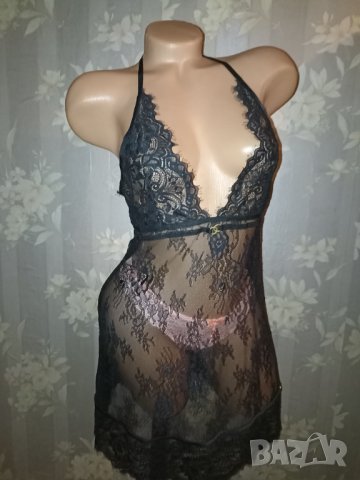 Hunkemoller M-Черна секси нощница от дантела , снимка 4 - Бельо - 41354006