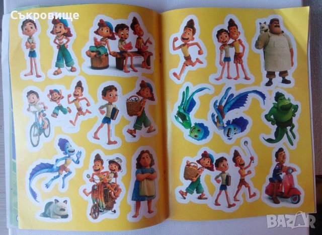 Егмонт Лятното приключение на Лука Забава с лепенки Disney Pixar стикери игри оцветяване, снимка 4 - Детски книжки - 39236218