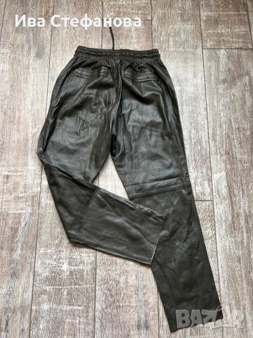 Нов елегантен естествена кожа панталон лек потур ластик на талията , снимка 2 - Панталони - 49813673