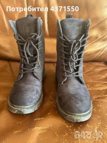 Велурени високи боти, 37 номер, снимка 3 - Дамски боти - 48861473