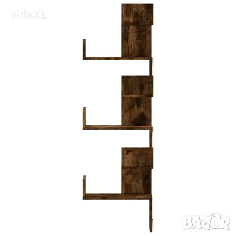 vidaXL Стенен ъглов рафт опушен дъб 45x45x147 см инженерно дърво, снимка 4 - Етажерки - 56148288