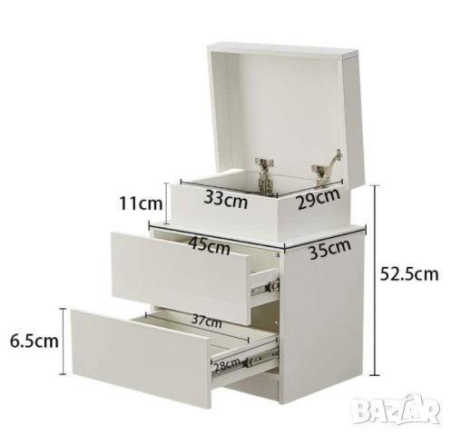 Елегантно и функционално шкафче в бяло с RGB LED осветление SGJT-ST-0032WH , снимка 3 - Шкафове - 42107656