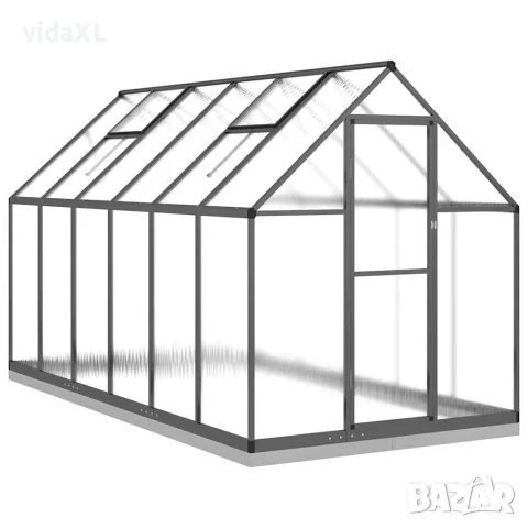 vidaXL Оранжерия с основа рамка антрацит 334x169x202 см алуминий