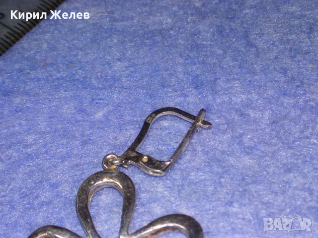 ШАРМАНТНА СРЕБЪРНА ВИНТИДЖ АРТ ОБЕЦА СРЕБРО 925 с БЯЛА ПОЗЛАТА и АНГЛИЙСКО ЗАКОПЧАВАНЕ 43226, снимка 13 - Обеци - 44707709