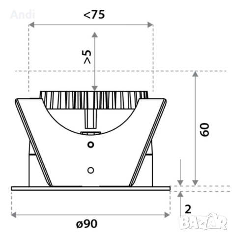 Лунички - лед лампи за таван illuxtron linea 75 HV 9W 300K, снимка 6 - Лед осветление - 52837845