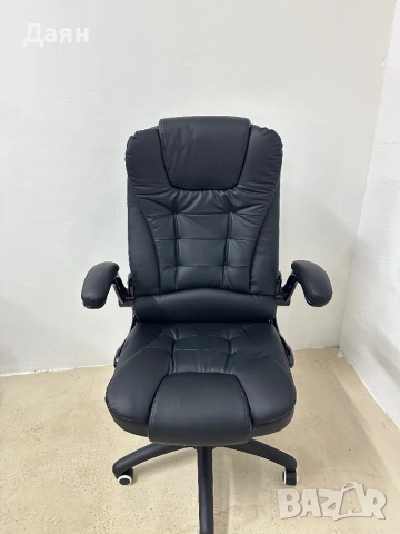 Ергономичен офис стол HOMCOM, сгъваеми подлакътници, функция накланяне, снимка 5 - Столове - 53164294