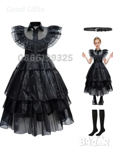 Детска рокля на Wednesday Adams от The Adams Family, Семейство Адамс, снимка 4 - Детски рокли и поли - 47673464