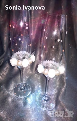 Сватбени чаши, снимка 1 - Декорация - 33871238