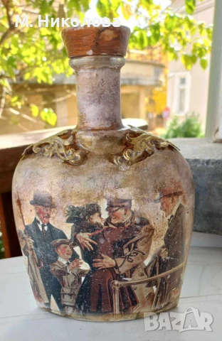 Винтидж ръчно декорирана празна бутилка, снимка 2 - Други - 50584096