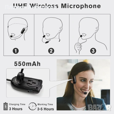 SHIDU S611 Voice Amplifier – преносим гласов усилвател с безжичен UHF микрофон, снимка 4 - Слушалки и портативни колонки - 53835709