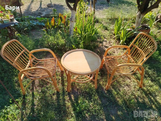 Комплект от два стола и маса от ратан, снимка 3 - Столове - 40134449
