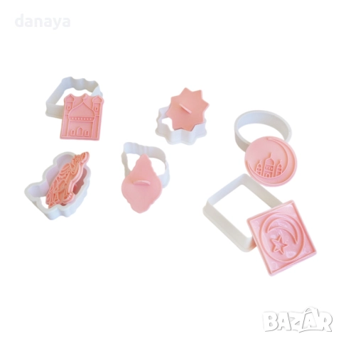 6123 Комплект форми за сладки с релеф Ейд Мубарак резци Рамазан, 6 броя, снимка 3 - Форми - 51775826