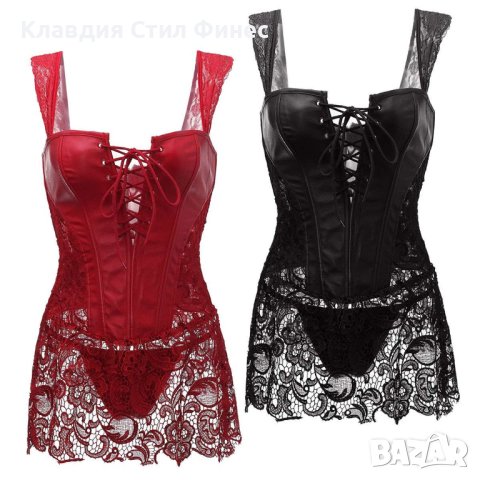 🎀 Еротичен кожен корсет с красива дантела, снимка 5 - Корсети, бюстиета, топове - 44174232