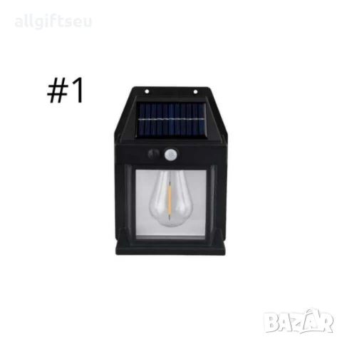 Стенна лампа с 1,2 или 3 LED крушки,сензор за движение и фотоволтаичен панел за външна употреба,водо, снимка 11 - Соларни лампи - 51031985
