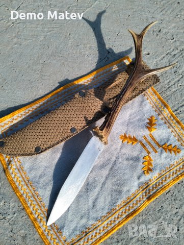 Продавам  нож с дръжка от еленски рог, снимка 2 - Ножове - 42612913